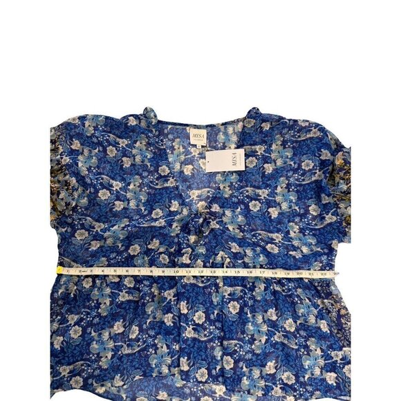 Misa Los Angeles‎ Joa Lapis Ombre Blue Floral Chiffon Blouse Multiple Sizes New - Picture 11 of 12